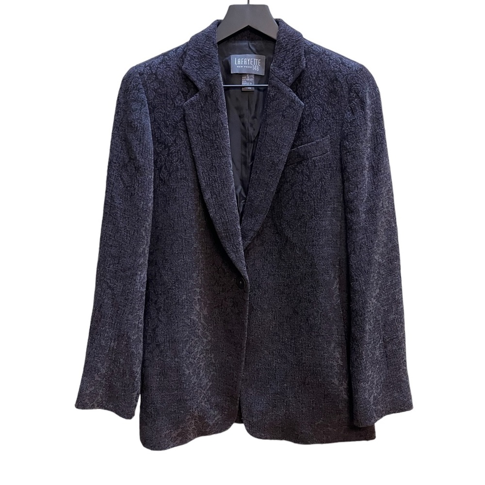 Lafayette 148 One Button Closure Textured Velvet … - image 1